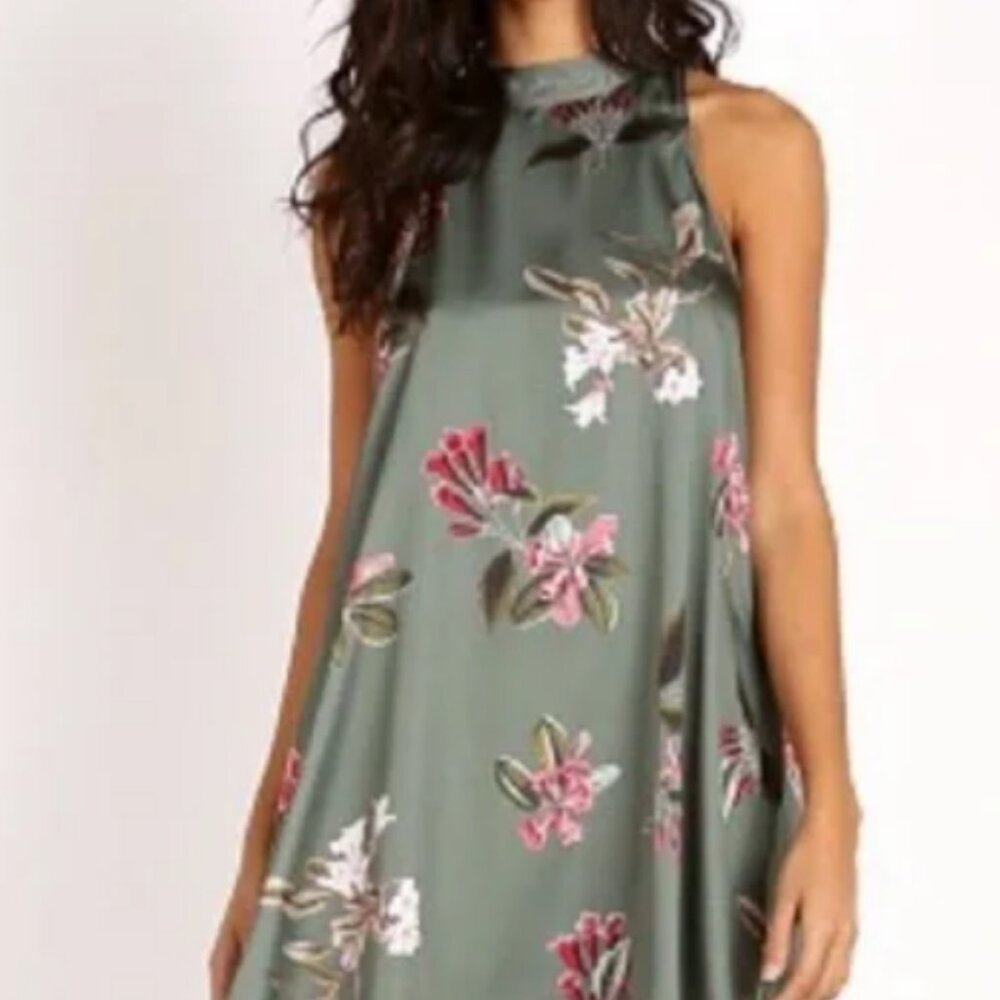 Show Me Your MuMu V Right Back Mini Dress in Green Laura Flora Women’s Size XS